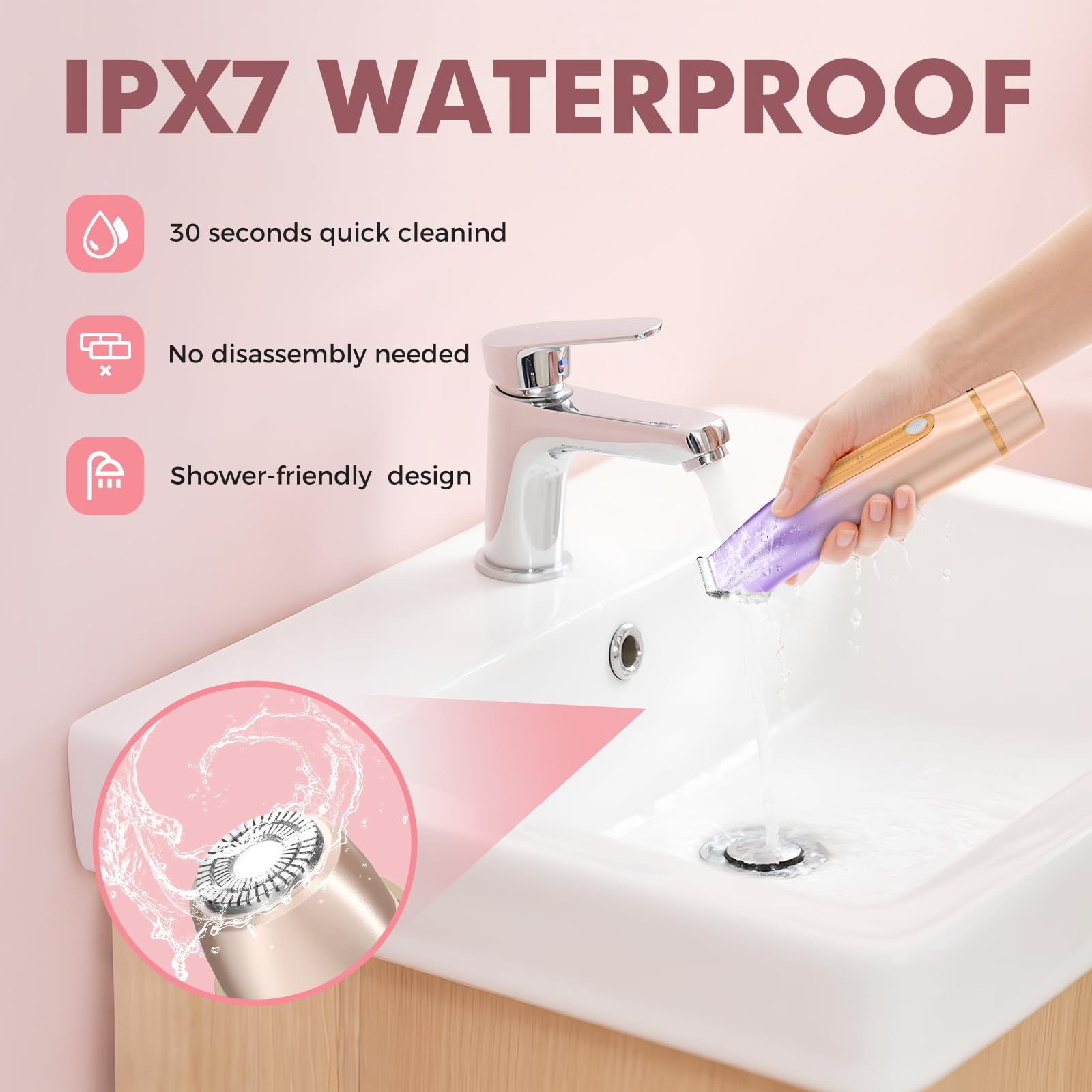 Bikini Trimmer for Women 2-in-1 Painless Electric Razor for Body and Pubic Hair, IPX7 Waterproof Shaver with Dual Heads - Rechargeable Lady Trimmer for Bikini, Underarm, and Leg