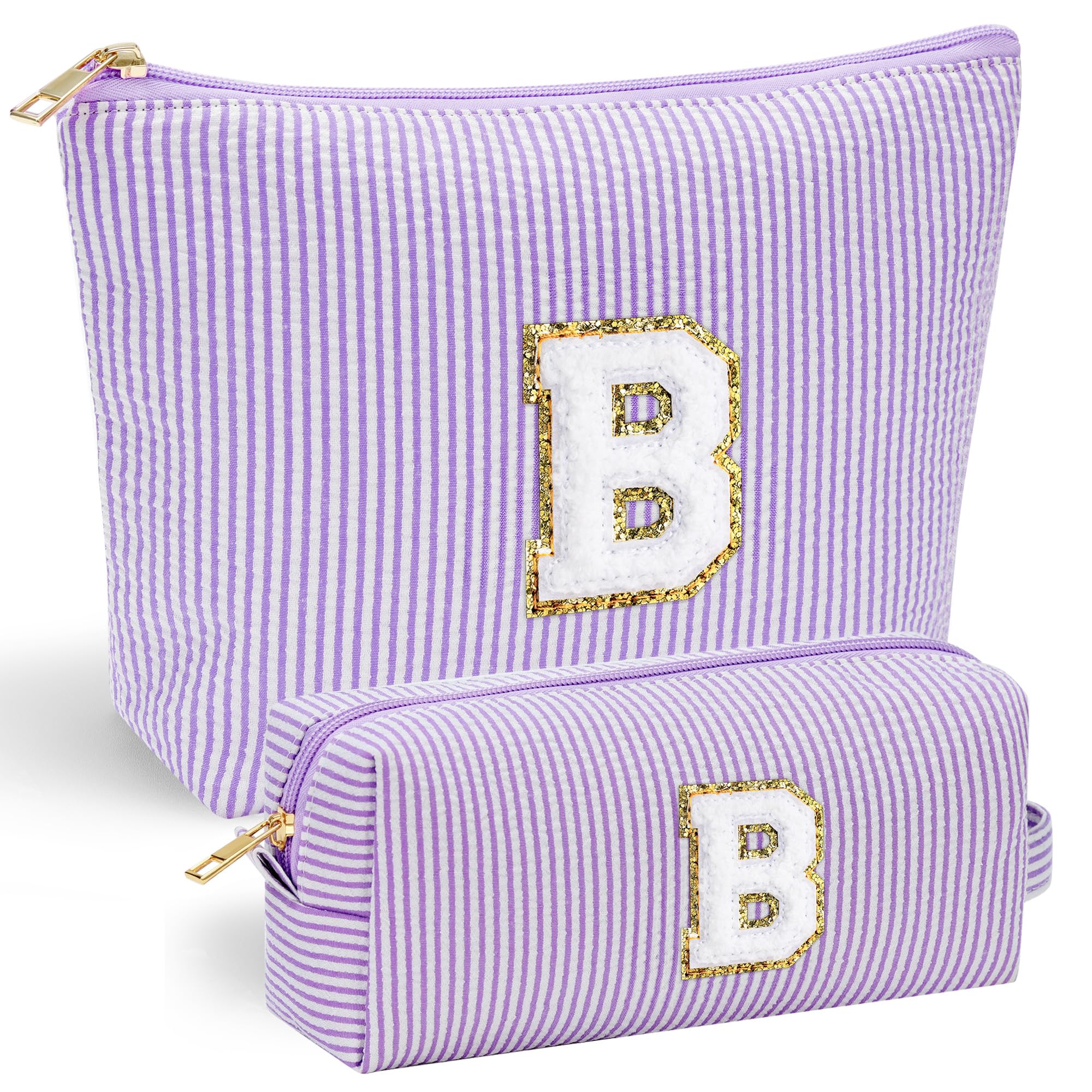 Personalized Initial Makeup Bag for Women | Cosmetic Travel Toiletry Bag | Preppy Stuff Teen Girl Gift Trendy Stuff