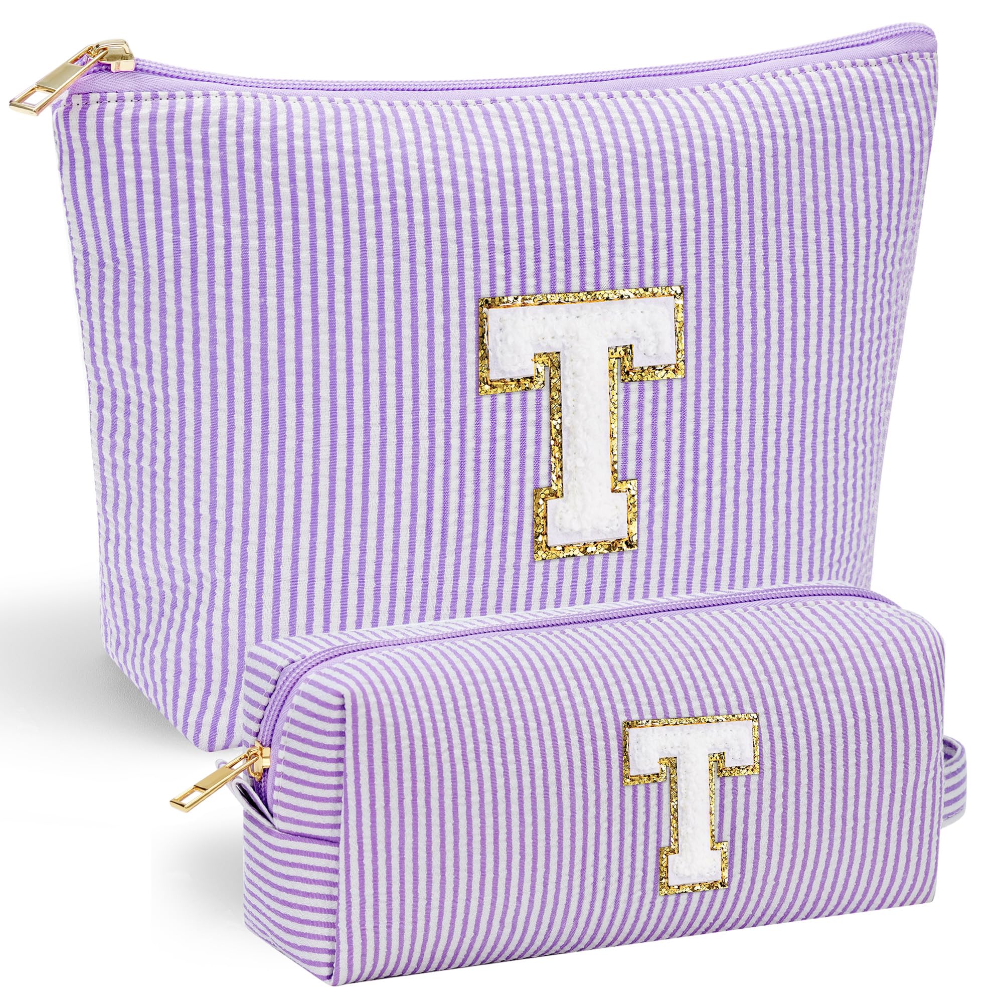 Personalized Initial Makeup Bag for Women | Cosmetic Travel Toiletry Bag | Preppy Stuff Teen Girl Gift Trendy Stuff