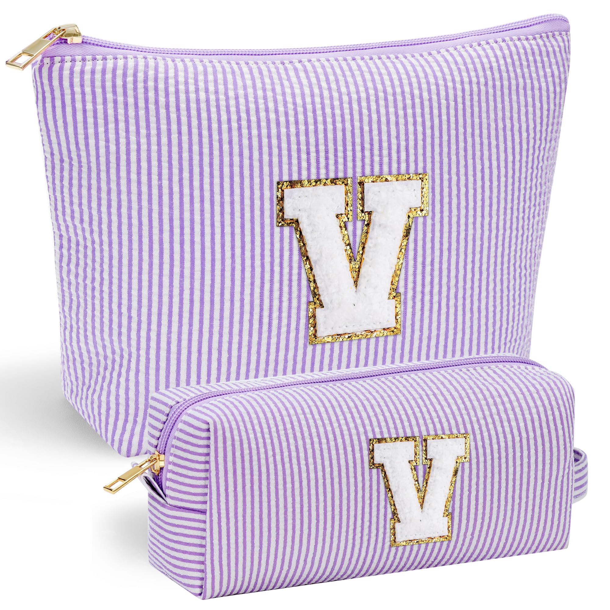 Personalized Initial Makeup Bag for Women | Cosmetic Travel Toiletry Bag | Preppy Stuff Teen Girl Gift Trendy Stuff