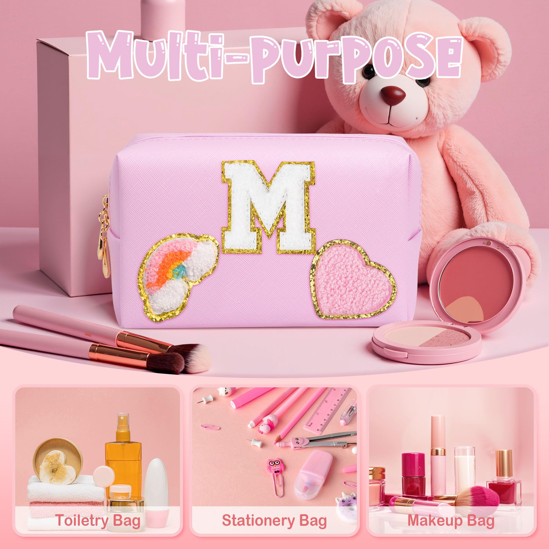 Birthday Gifts for Kids 4 5 6 7 8 9 10 11 12 year Old, Girl gifts Skin Care, Letter Pouch Cosmetic Toiletry Bag, Personalized Gift for Girl, Gift Bags