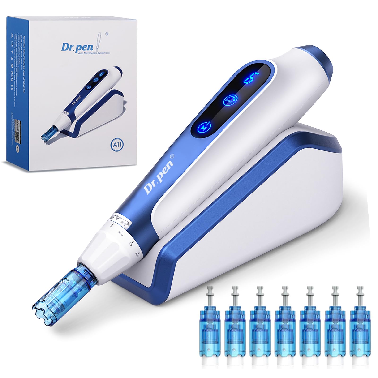 Dr. Pen Ultima A11 Microneedling Pen - Effective Against Wrinkles Intelligent Sensor Base, Comfortable Wireless Design, Ideal for Beauty Salons & Home