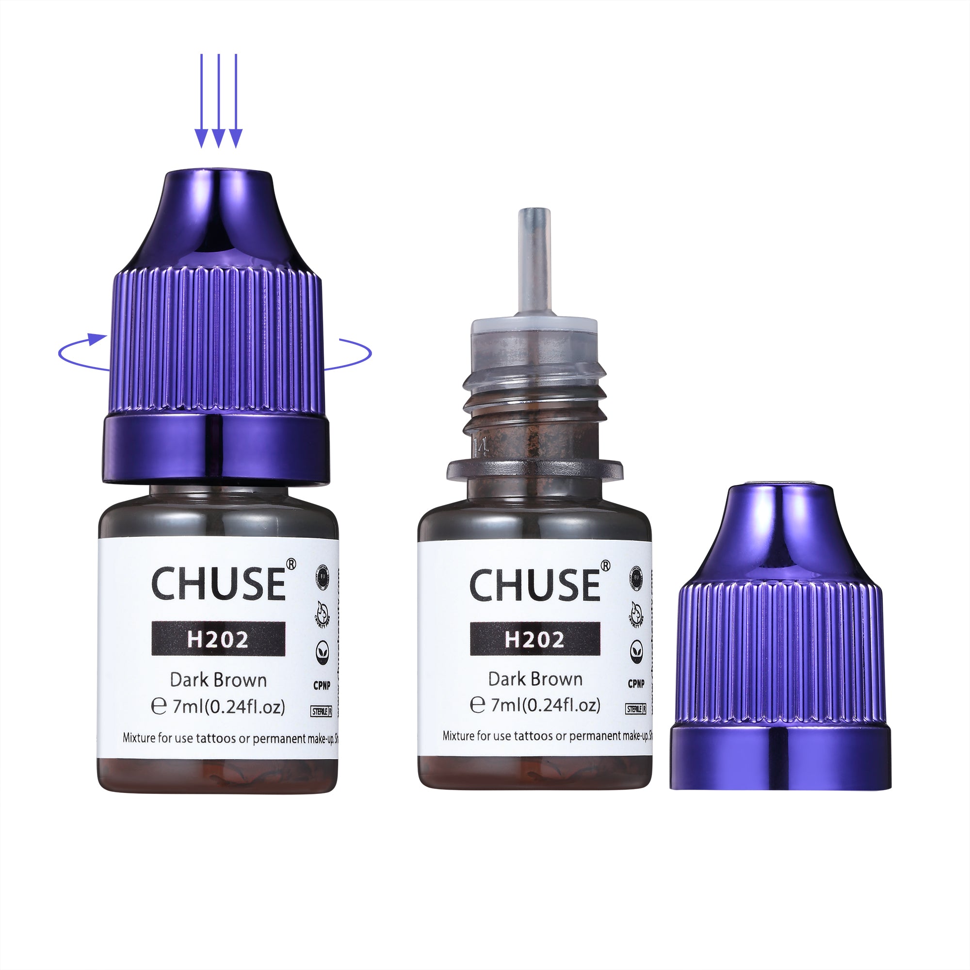 CHUSE PMU Hybrid Liquid Eyebrow Pigments 0.24oz/7ml (H202 Dark Brown)