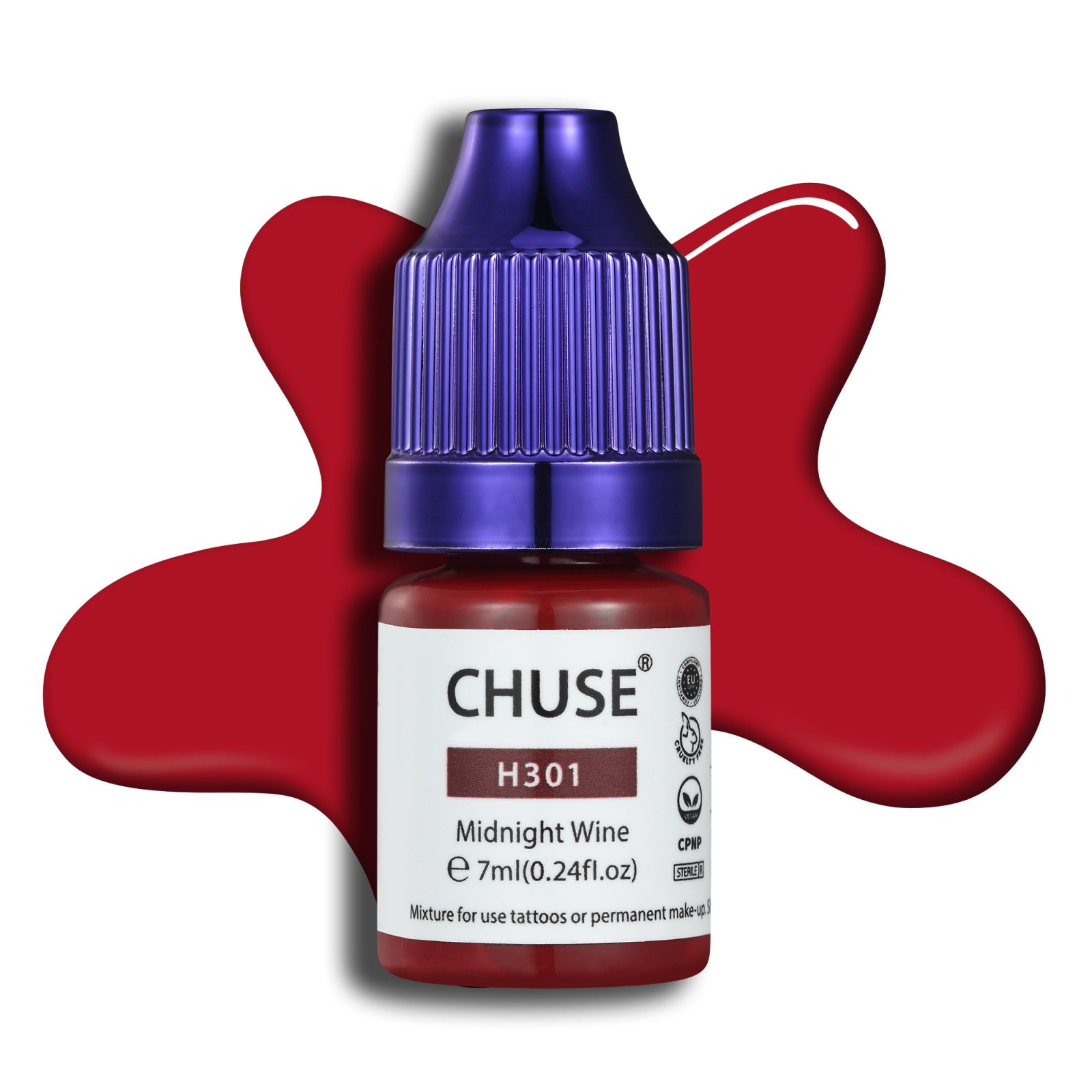 CHUSE PMU Hybrid Liquid Lips Pigments Shades 0.24oz/7ml (H301 Midnight Wine)
