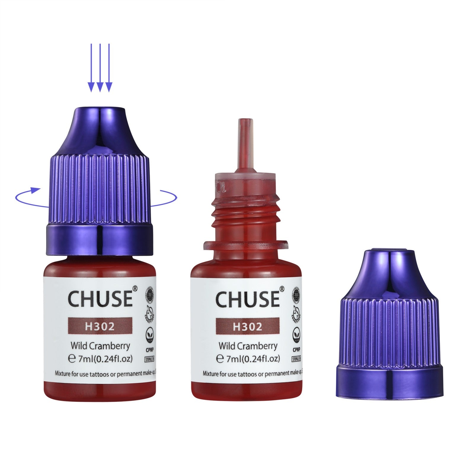 CHUSE PMU Hybrid Liquid Lips Pigmente Farbtöne 0,24 oz/7 ml (H302 Wild Cramberry)