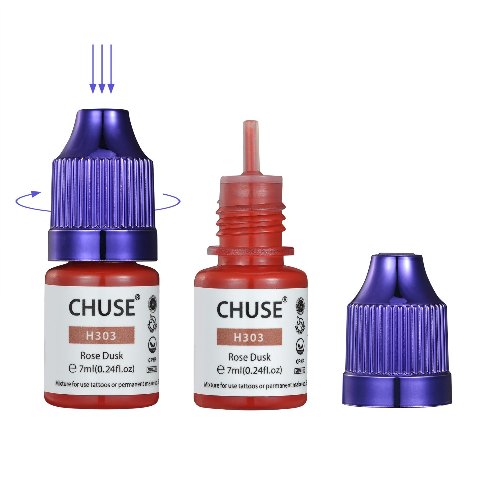 CHUSE PMU Hybrid Liquid Lips Pigments Shades 0.24oz/7ml (H303 Rose Dusk)