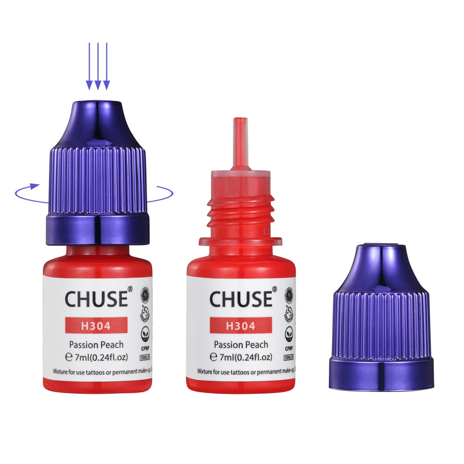 CHUSE PMU Hybrid Liquid Lips Pigments Shades 0.24oz/7ml (H304 Passion Peach)