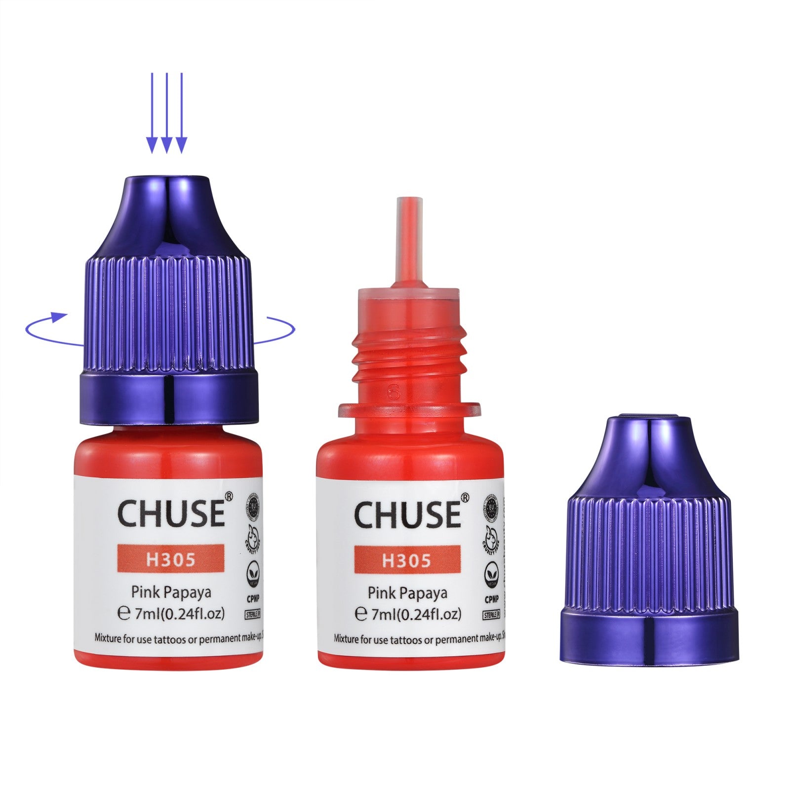 CHUSE PMU Hybrid Liquid Lips Pigmente Farbtöne 0,24 oz/7 ml (H305 Pink Papaya)