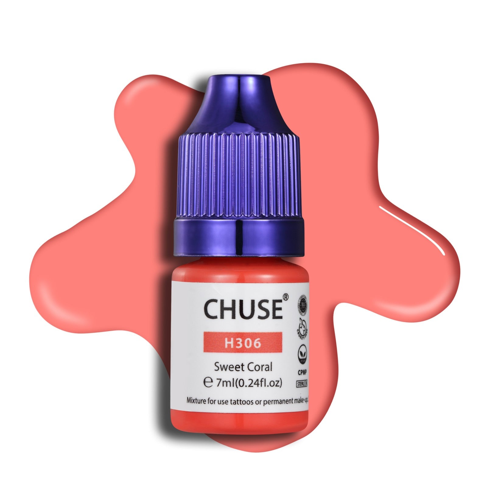 CHUSE PMU Hybrid Liquid Lips Pigments Shades 0.24oz/7ml (H306 Sweet Coral)