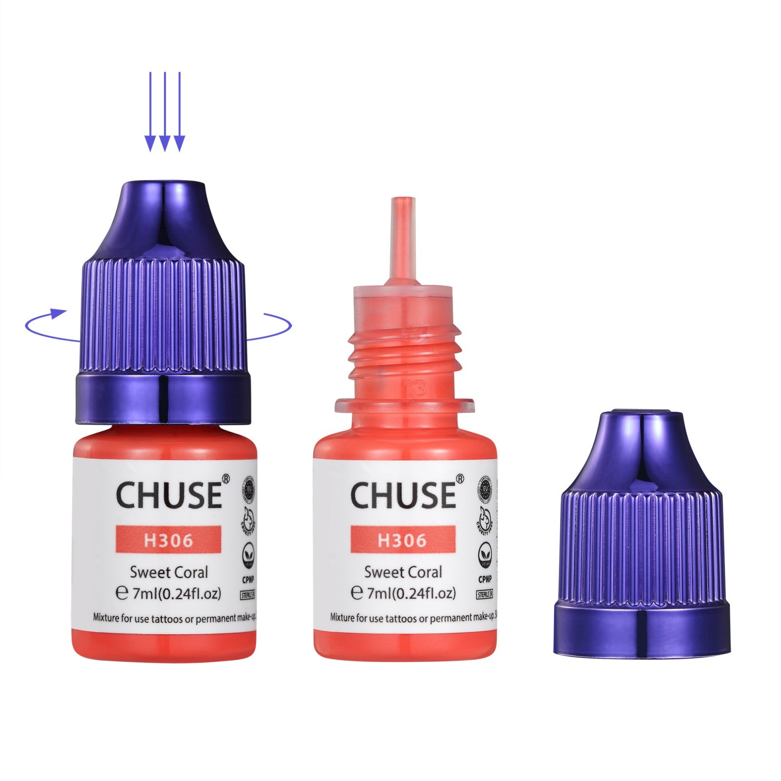 CHUSE PMU Hybrid Liquid Lips Pigmente Farbtöne 0,24 oz/7 ml (H306 Sweet Coral)
