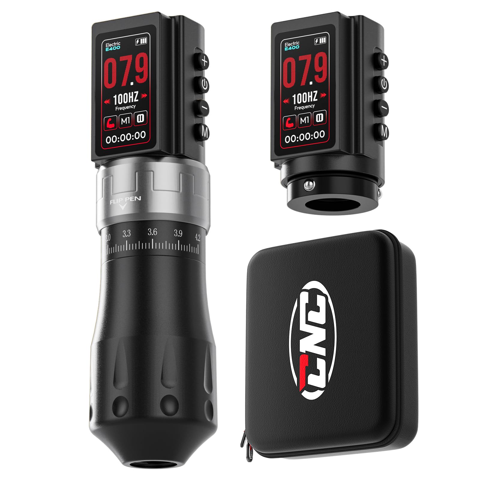 CNC Wireless Tattoo Machine with 1800mAh Dual Batteries Adjustable 7 Strokes 2.4-4.2mm Rotary Pen LED Display Brushless Motor Tattoo Gun for Tattoo Artists Supply