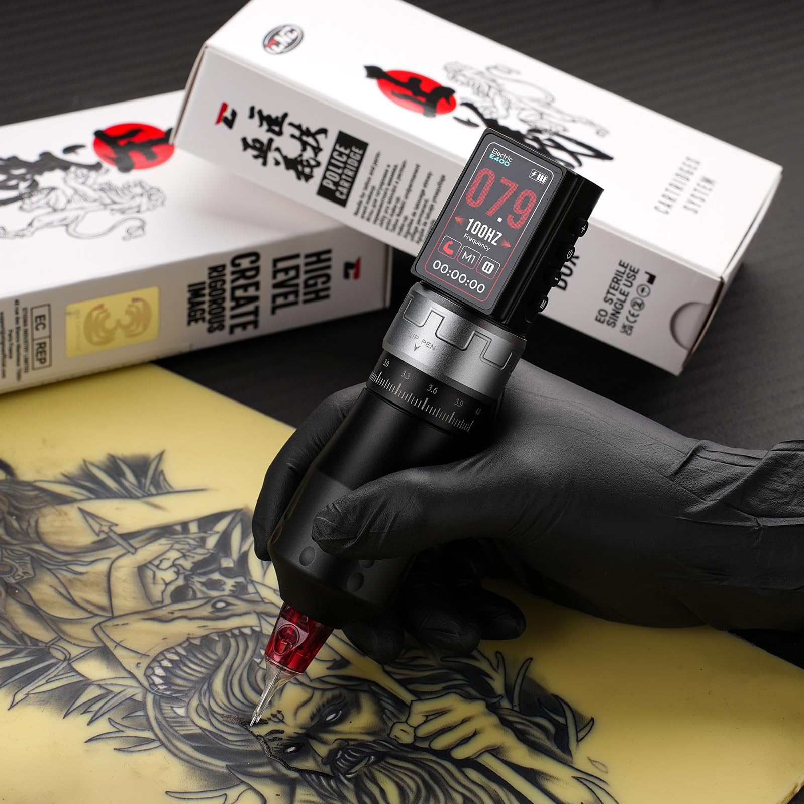 CNC Wireless Tattoo Machine with 1800mAh Dual Batteries Adjustable 7 Strokes 2.4-4.2mm Rotary Pen LED Display Brushless Motor Tattoo Gun for Tattoo Artists Supply