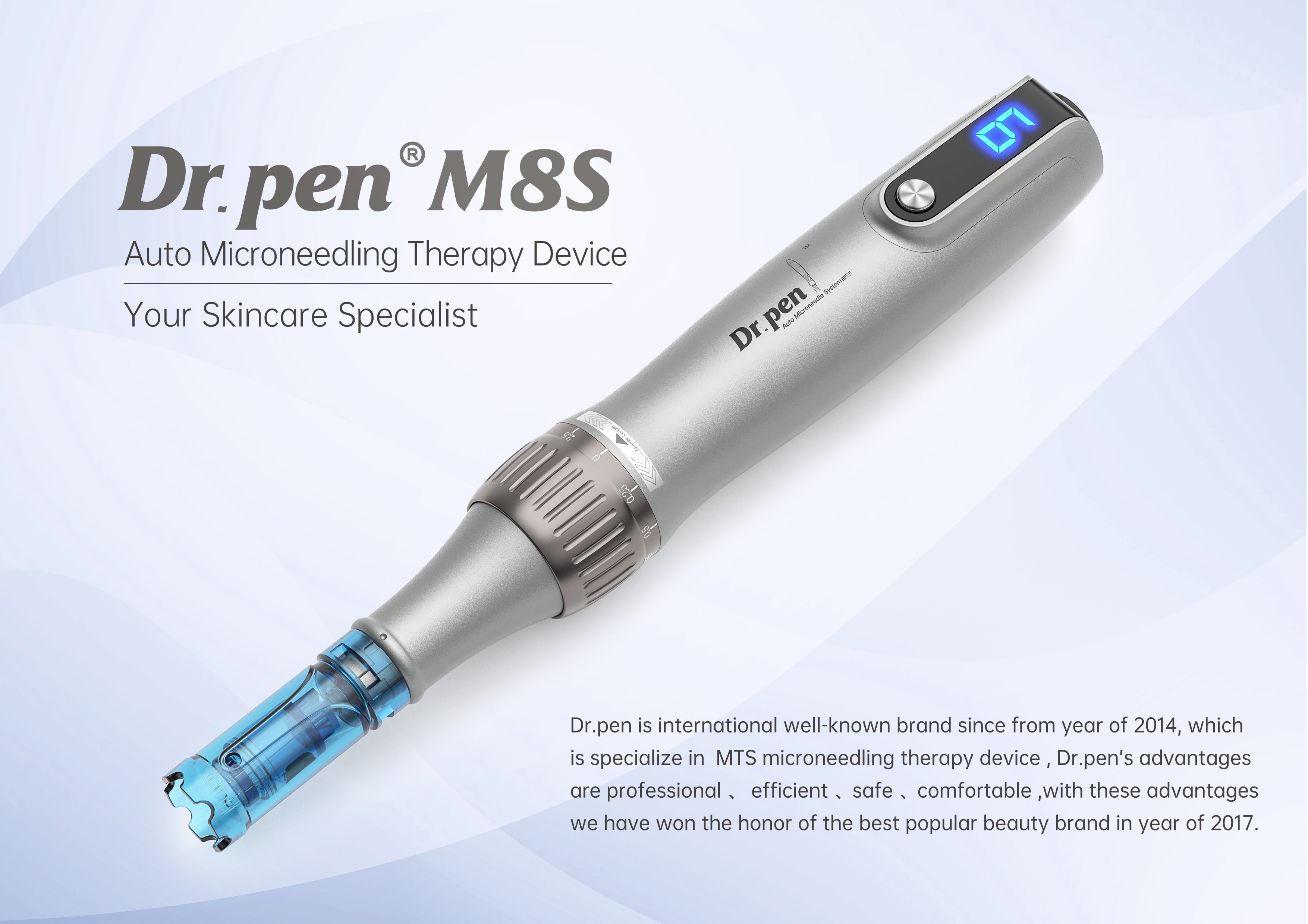 Dr. Pen Ultima M8S Professioneller Microneedling Pen - Kabellos, einfach zu bedienen, LED-Display, 0-2,5 mm einstellbar, authentisches Dr. Pen Microneedling für Profis & Zuhause