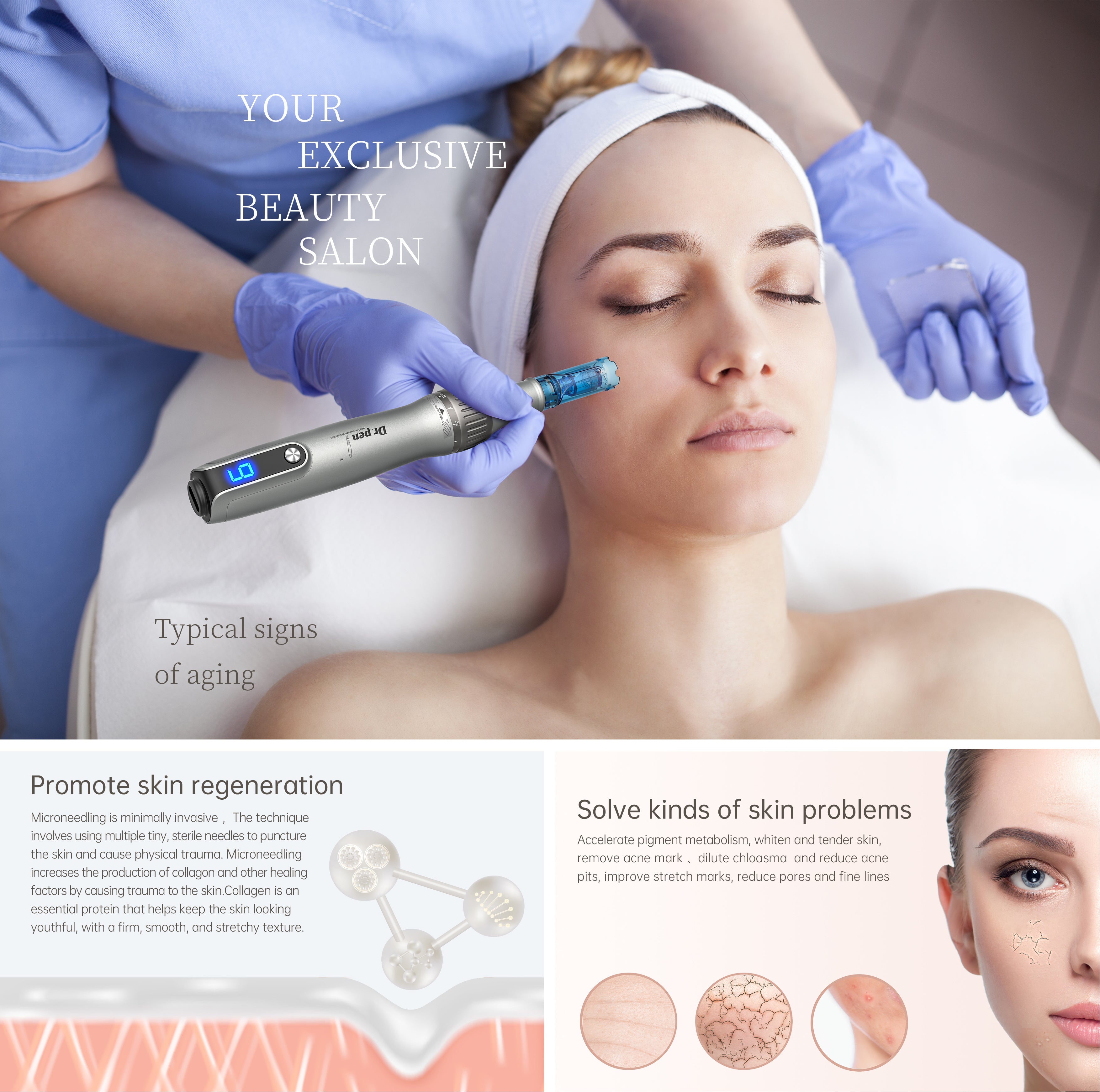 Dr. Pen Ultima M8S Professioneller Microneedling Pen - Kabellos, einfach zu bedienen, LED-Display, 0-2,5 mm einstellbar, authentisches Dr. Pen Microneedling für Profis & Zuhause