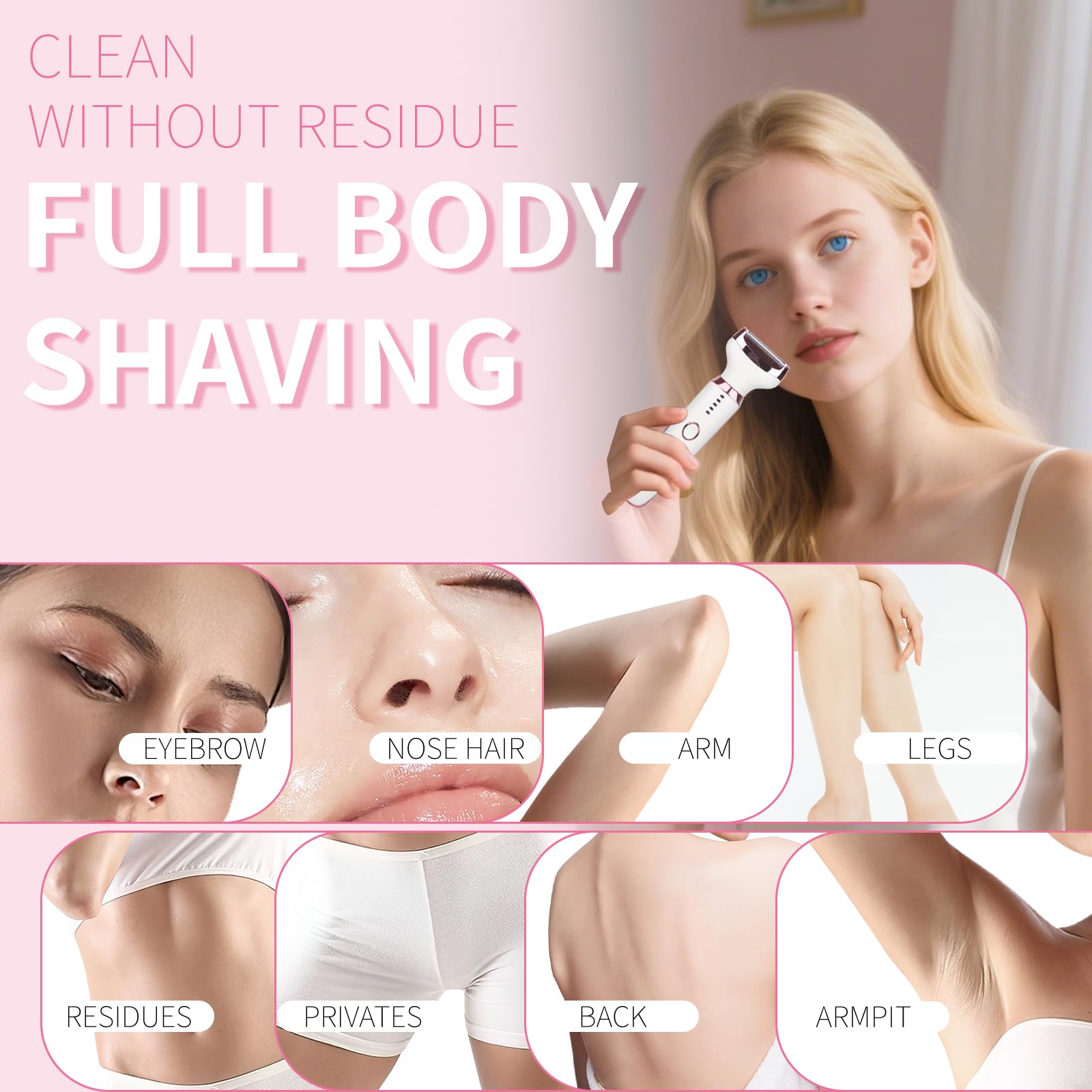 Electric Razor for Women Men,4 in 1 Ladies Wet & Dry Body Razors and Facial Hair Remover, Rechargeable LED Display Hair Removal Kit for Nose Face Body Bikini Hair