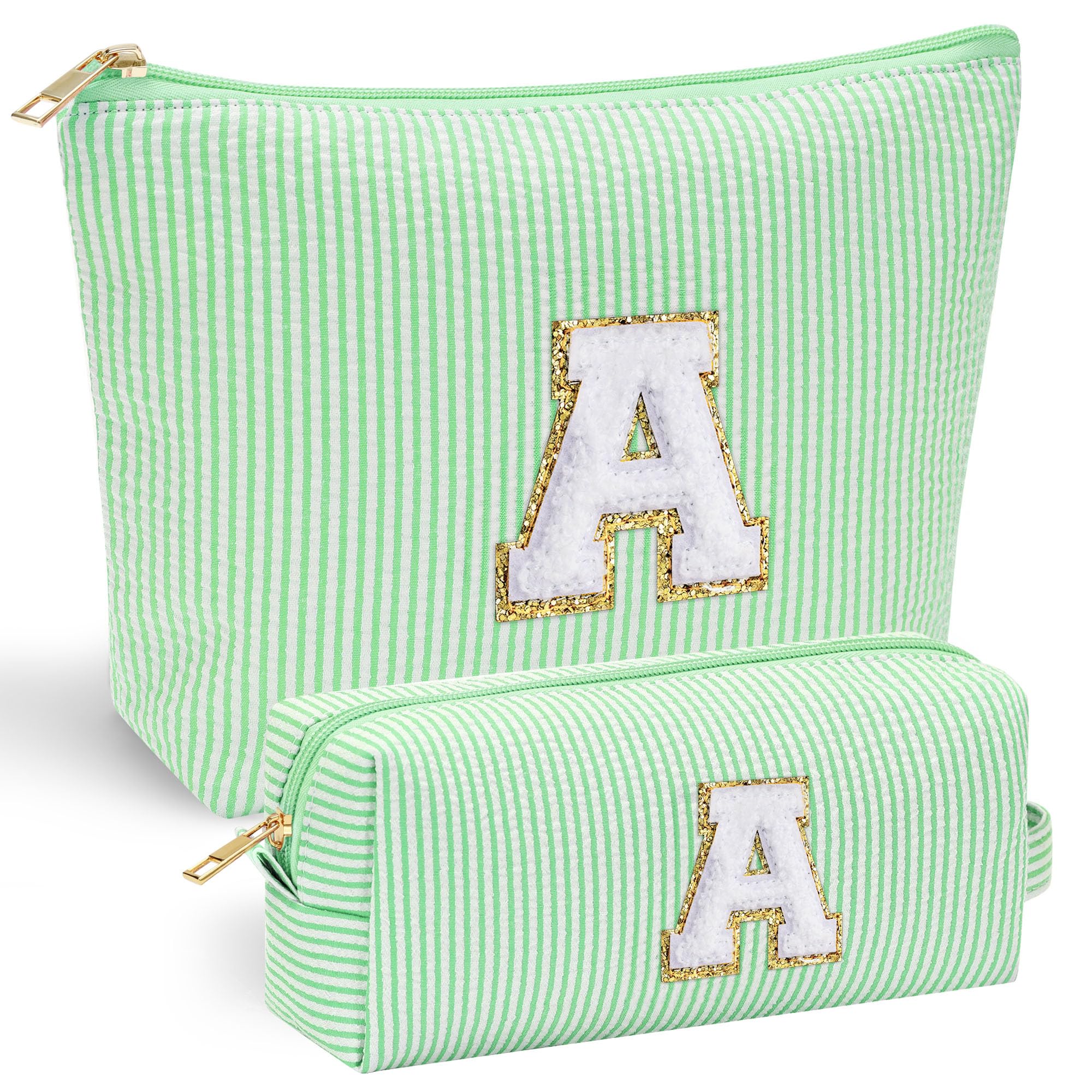Personalized Initial Makeup Bag for Women | Cosmetic Travel Toiletry Bag | Preppy Stuff Teen Girl Gift Trendy Stuff