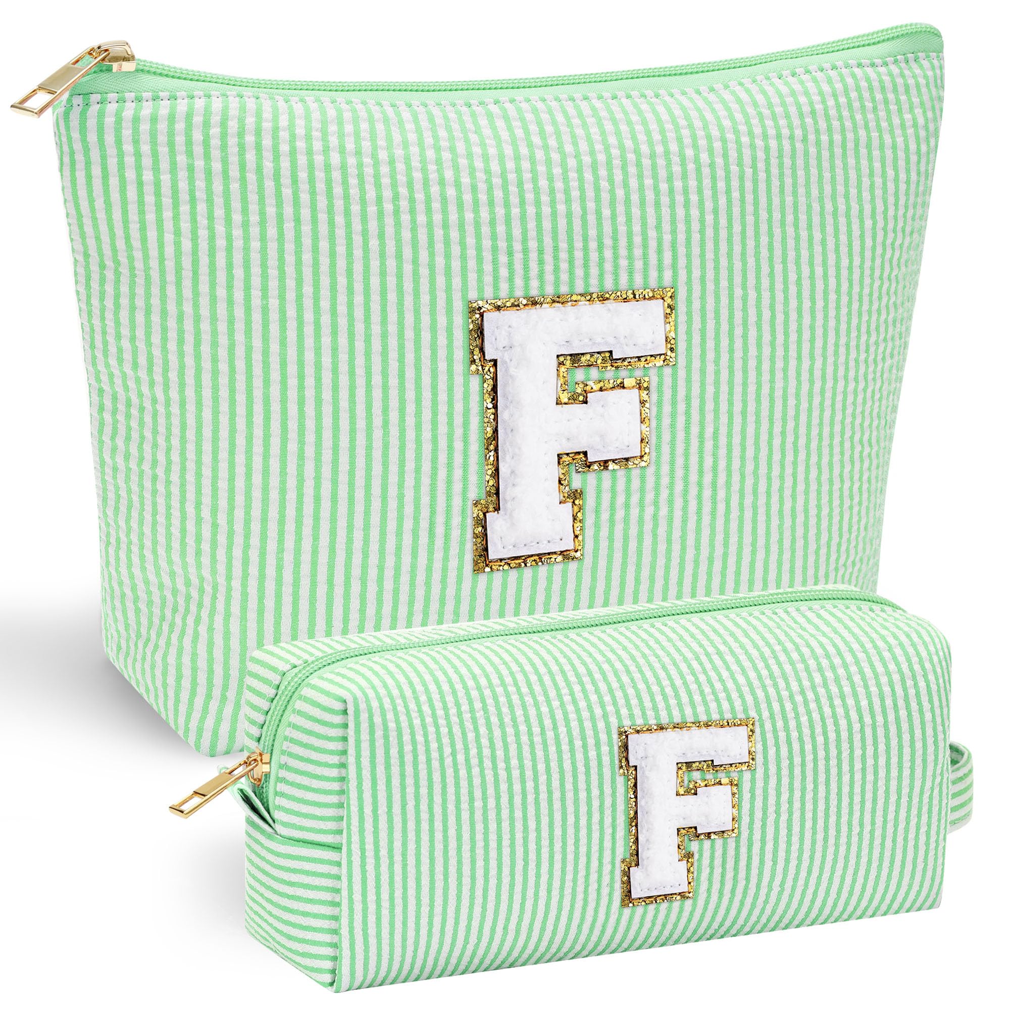 Personalized Initial Makeup Bag for Women | Cosmetic Travel Toiletry Bag | Preppy Stuff Teen Girl Gift Trendy Stuff