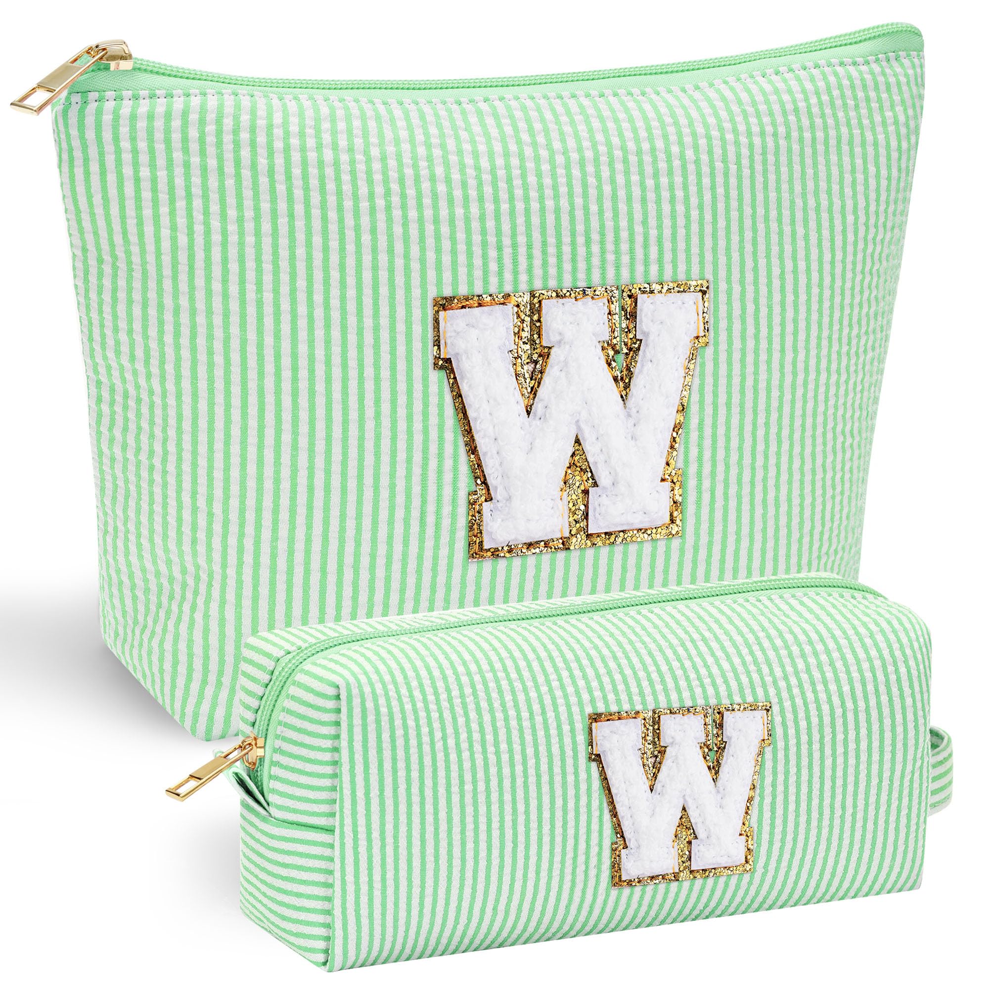 Personalized Initial Makeup Bag for Women | Cosmetic Travel Toiletry Bag | Preppy Stuff Teen Girl Gift Trendy Stuff