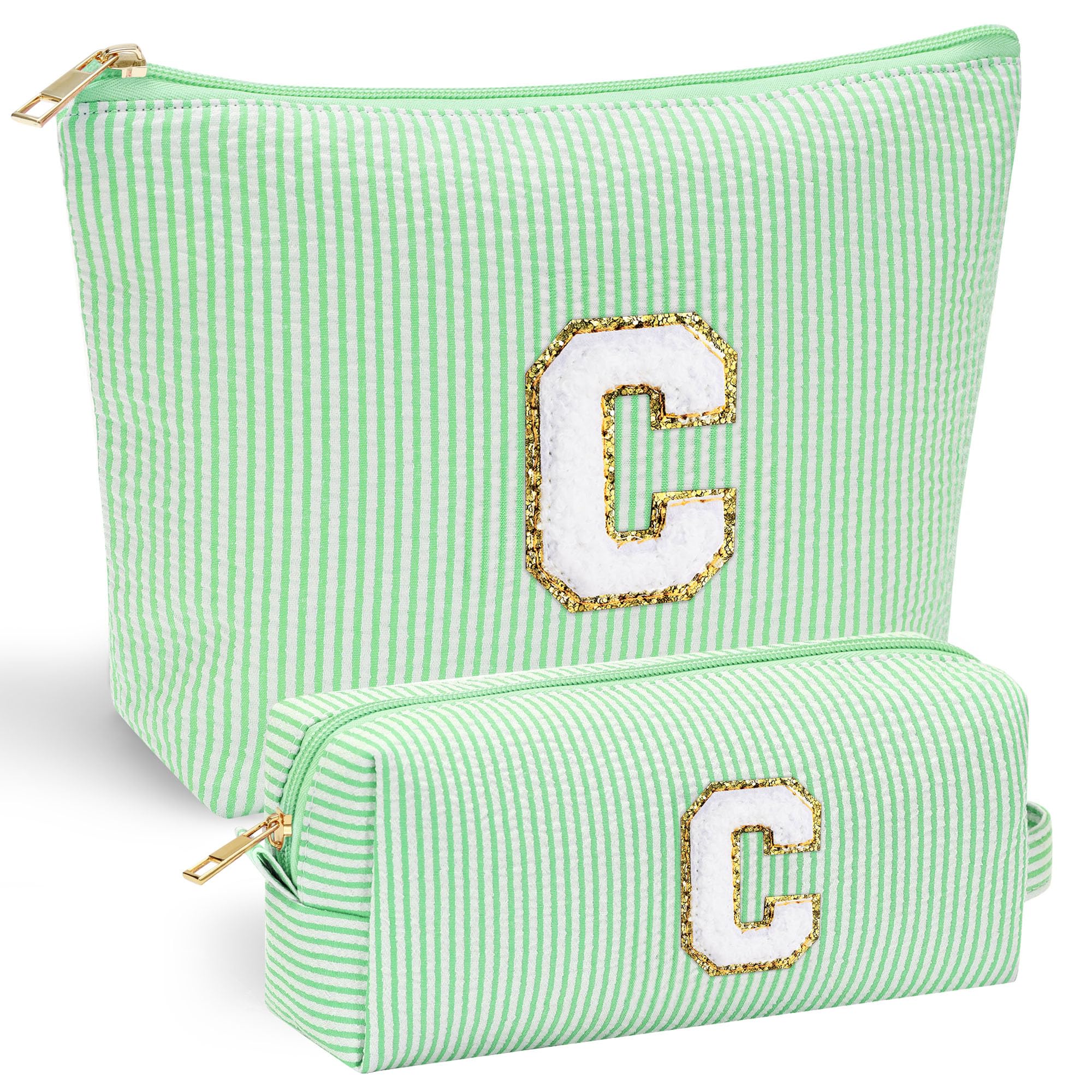 Personalized Initial Makeup Bag for Women | Cosmetic Travel Toiletry Bag | Preppy Stuff Teen Girl Gift Trendy Stuff