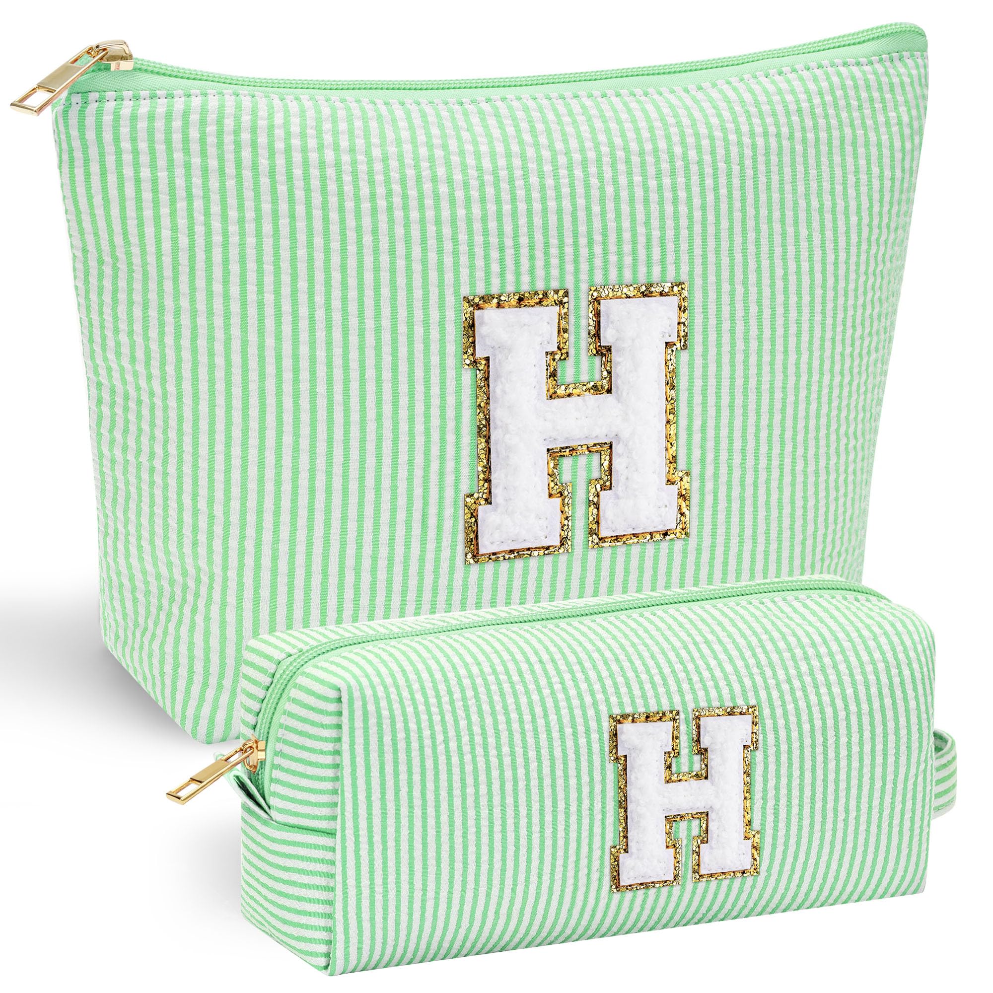 Personalized Initial Makeup Bag for Women | Cosmetic Travel Toiletry Bag | Preppy Stuff Teen Girl Gift Trendy Stuff