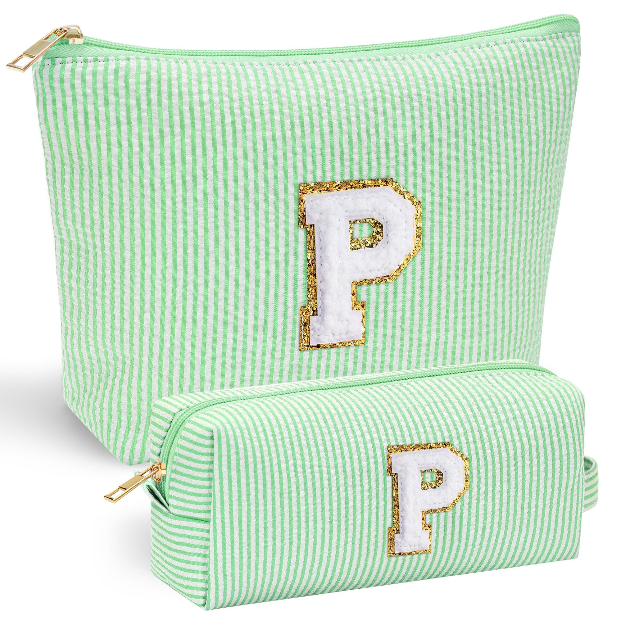 Personalized Initial Makeup Bag for Women | Cosmetic Travel Toiletry Bag | Preppy Stuff Teen Girl Gift Trendy Stuff