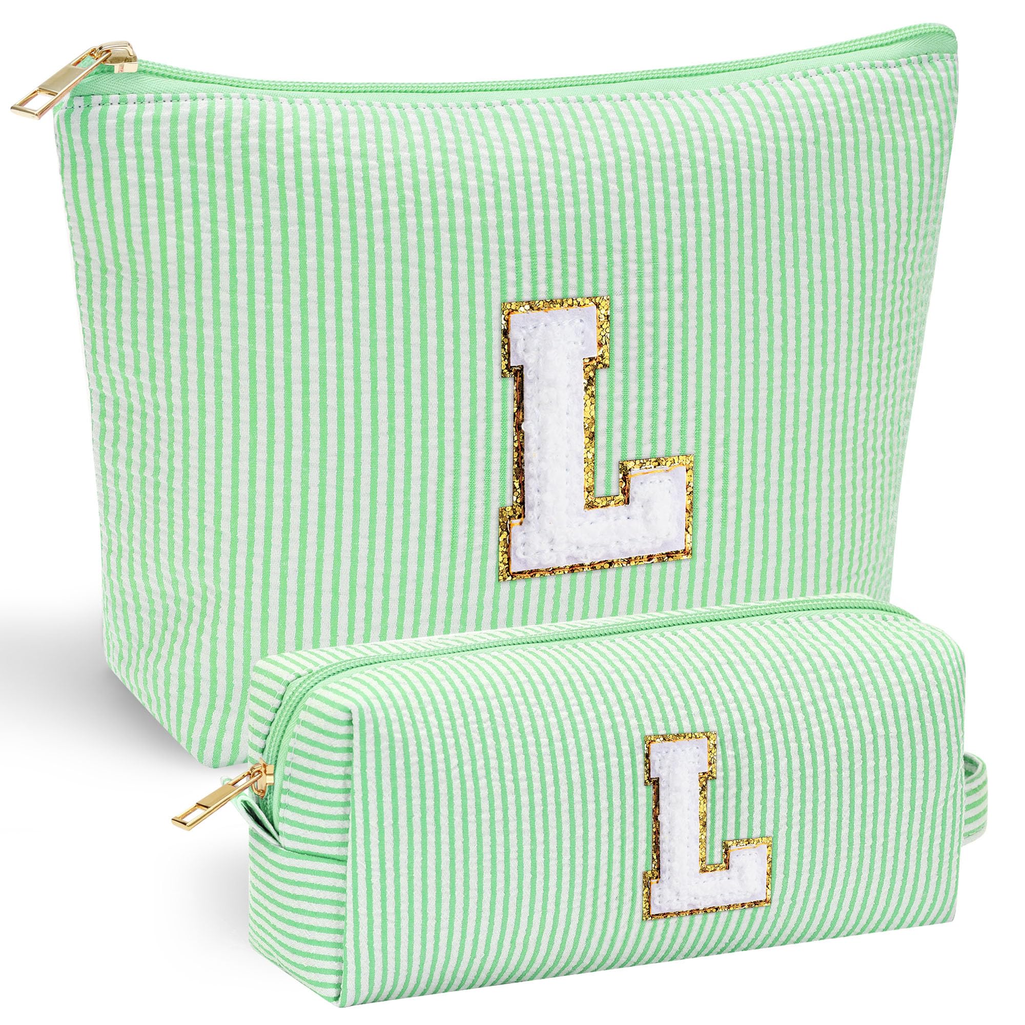 Personalized Initial Makeup Bag for Women | Cosmetic Travel Toiletry Bag | Preppy Stuff Teen Girl Gift Trendy Stuff