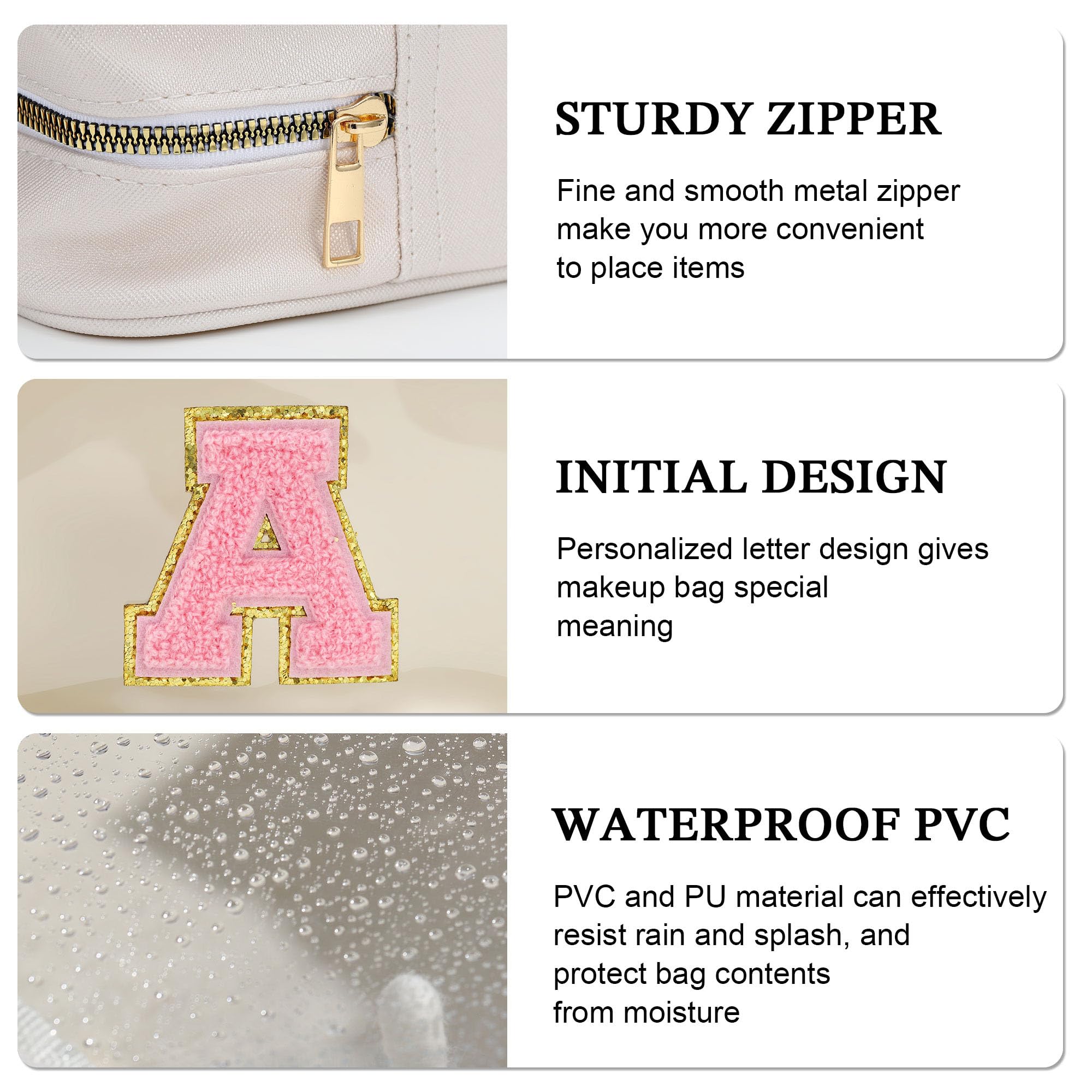 Initial Makeup Bag Travel Toiletry Bag Clear Makeup Bag Cosmetic Bags Travel Essentials Gifts for Girls Teen Girlfriend Teacher Birthday Gifts for Kids Black Graduation Gifts