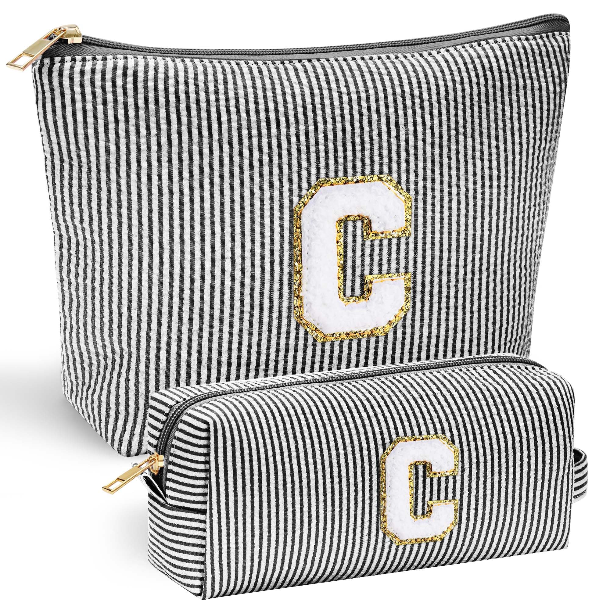 Personalized Initial Makeup Bag for Women | Cosmetic Travel Toiletry Bag | Preppy Stuff Teen Girl Gift Trendy Stuff