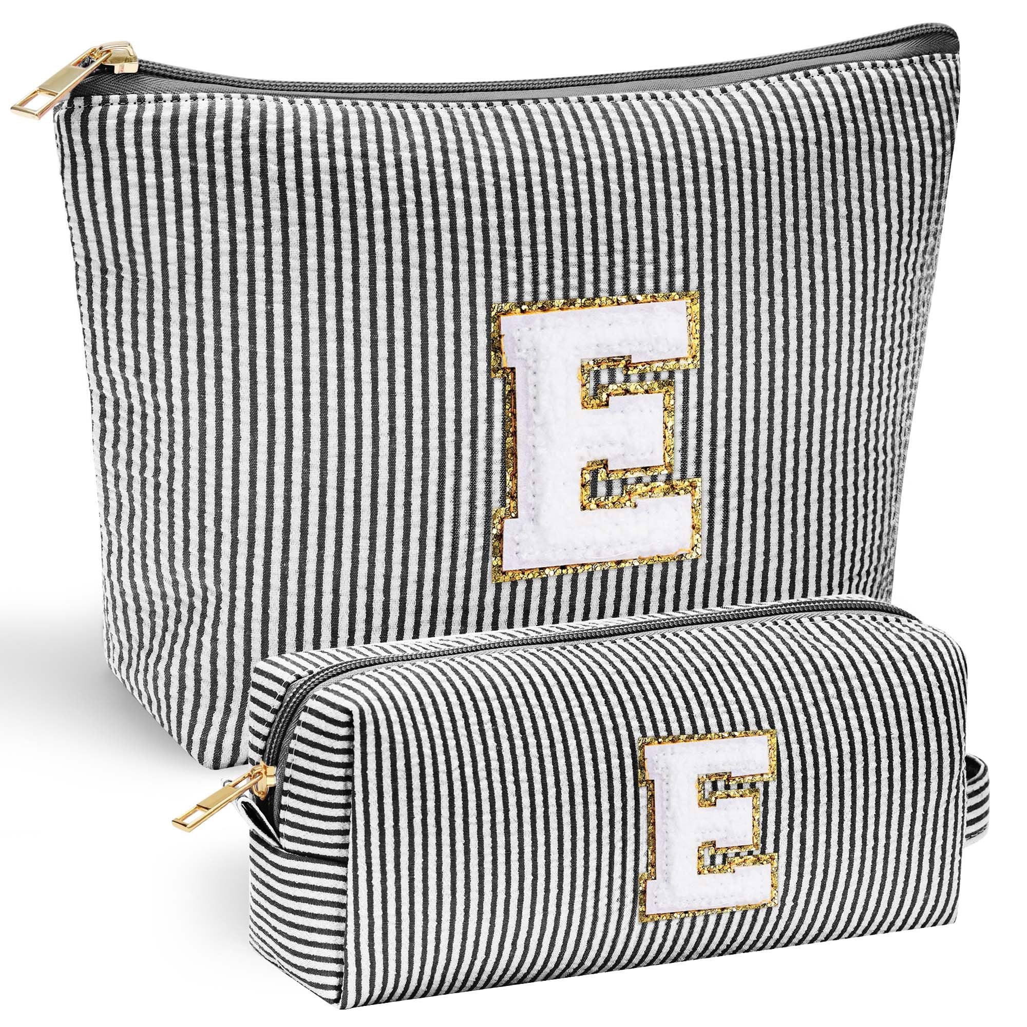 Personalized Initial Makeup Bag for Women | Cosmetic Travel Toiletry Bag | Preppy Stuff Teen Girl Gift Trendy Stuff