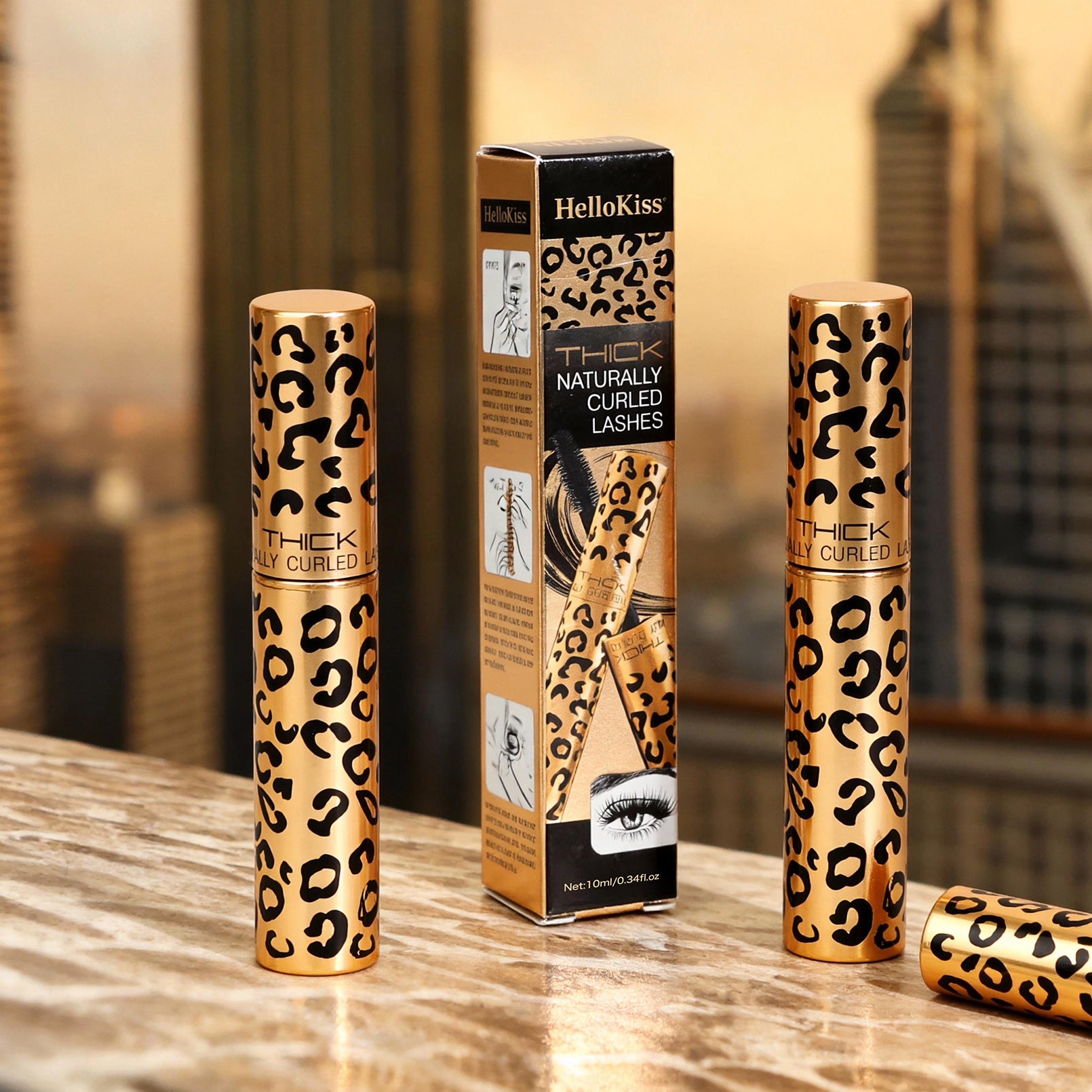 Mascara a Stampa Leopardo – Mascara Allungante e Volumizzante, Mascara Waterproof e a Prova di Sbavature, Mascara Naturale per Ciglia Lunghe con Design Unico a Leopardo