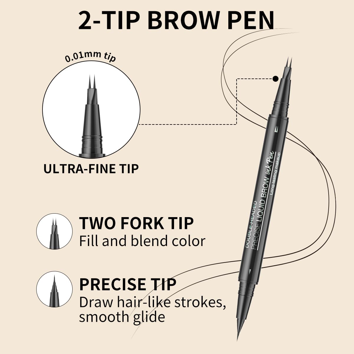 Microblading Eyebrow Pencil,2-in-1 Dual-Ended Eyebrow Pen with 2 Tip brow pen and Precise Brush-Tip,Brow Pen for Natural Waterproof and Long-Lasting Brows (2Pcs)