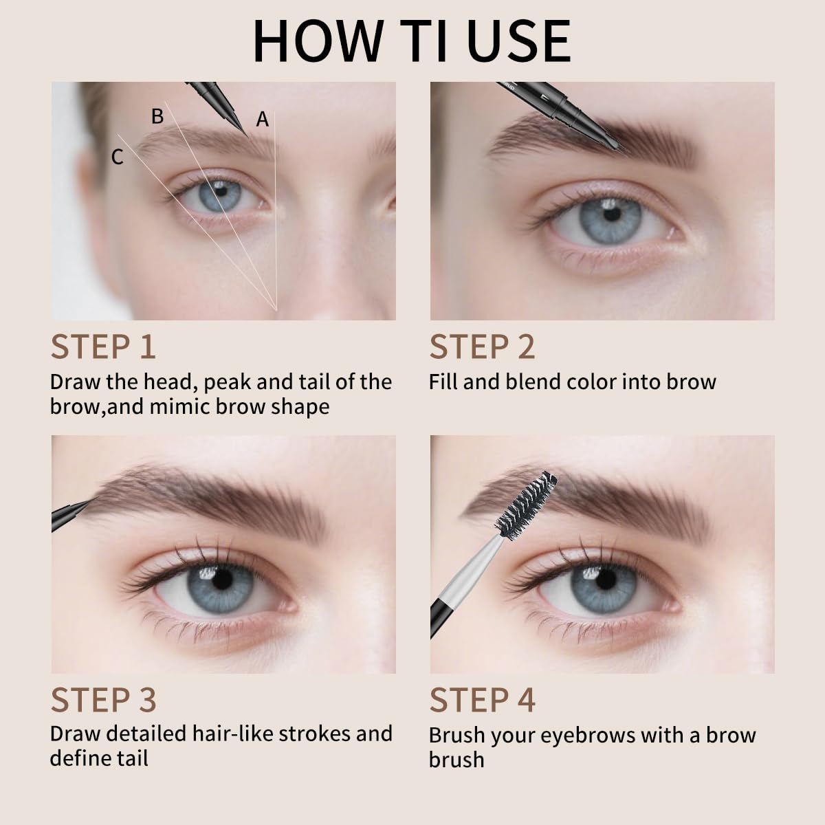 Microblading Eyebrow Pencil,2-in-1 Dual-Ended Eyebrow Pen with 2 Tip brow pen and Precise Brush-Tip,Brow Pen for Natural Waterproof and Long-Lasting Brows (2Pcs)