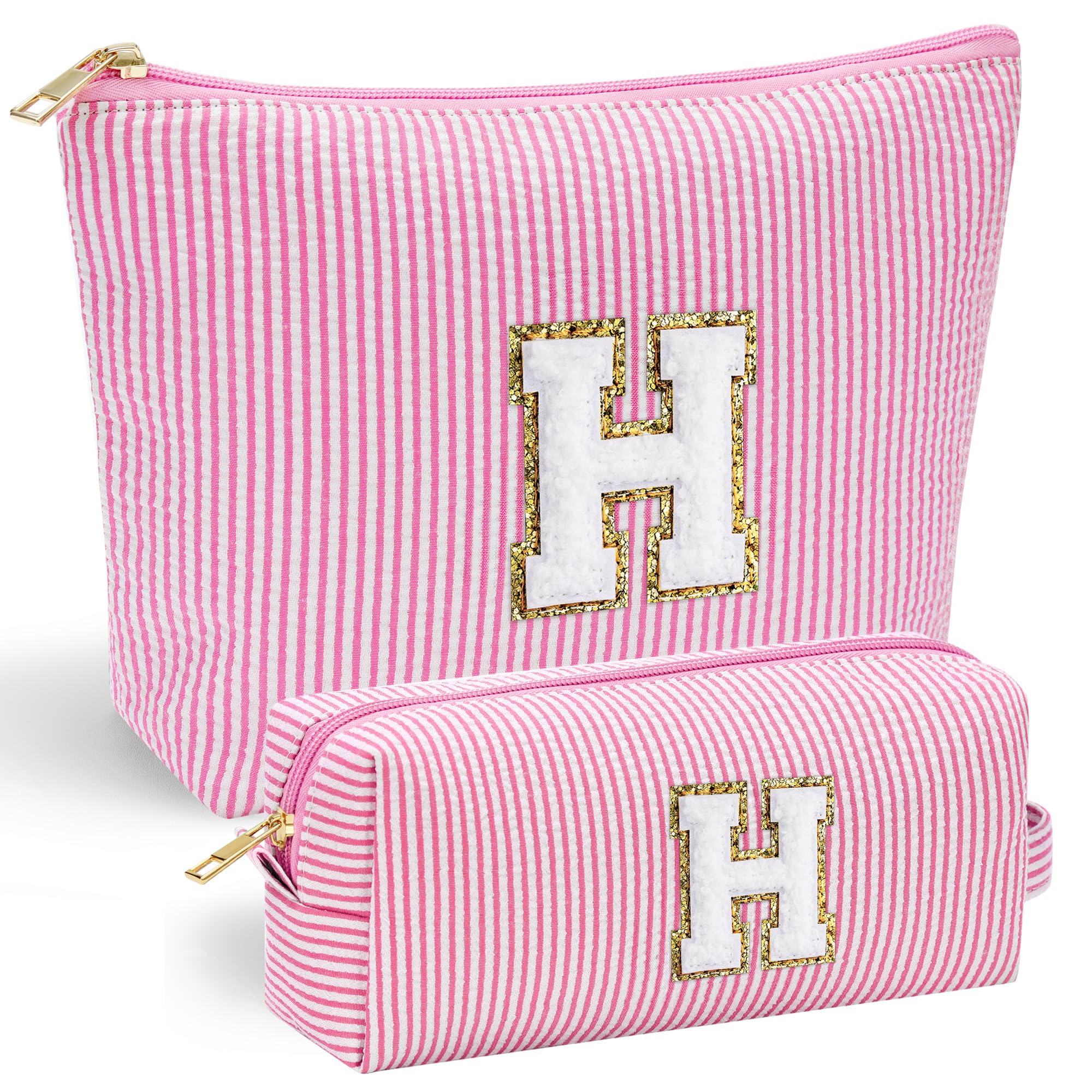 Personalized Initial Makeup Bag for Women | Cosmetic Travel Toiletry Bag | Preppy Stuff Teen Girl Gift Trendy Stuff