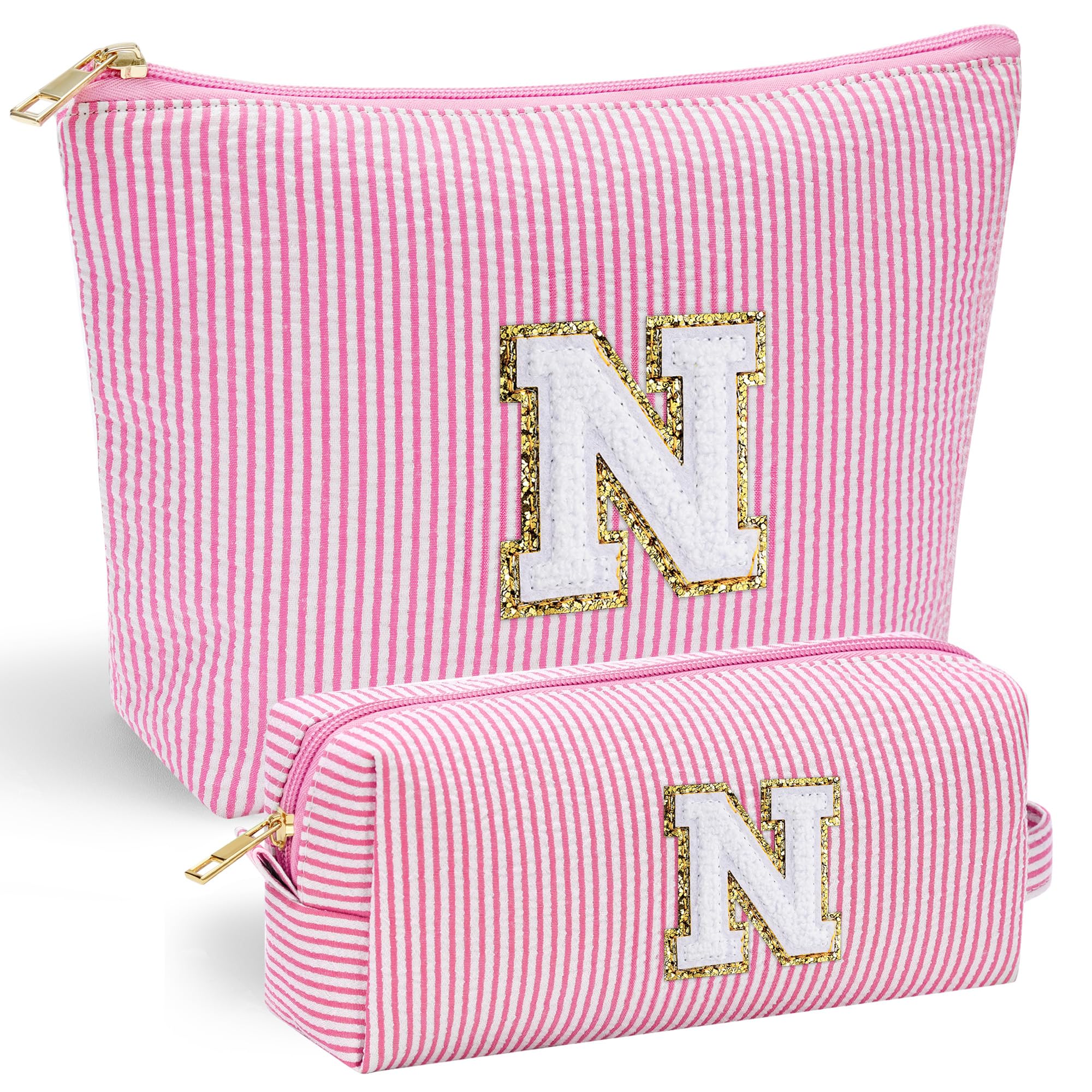 Personalized Initial Makeup Bag for Women | Cosmetic Travel Toiletry Bag | Preppy Stuff Teen Girl Gift Trendy Stuff
