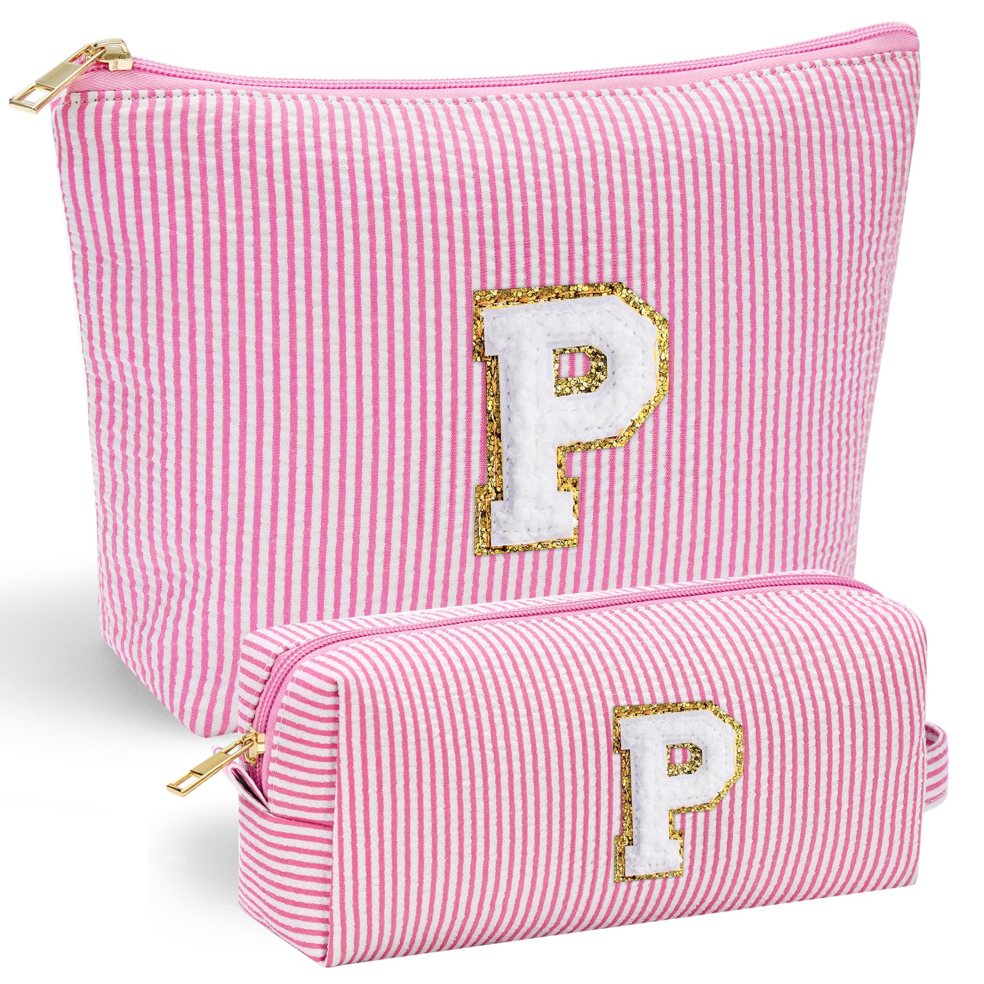 Personalized Initial Makeup Bag for Women | Cosmetic Travel Toiletry Bag | Preppy Stuff Teen Girl Gift Trendy Stuff