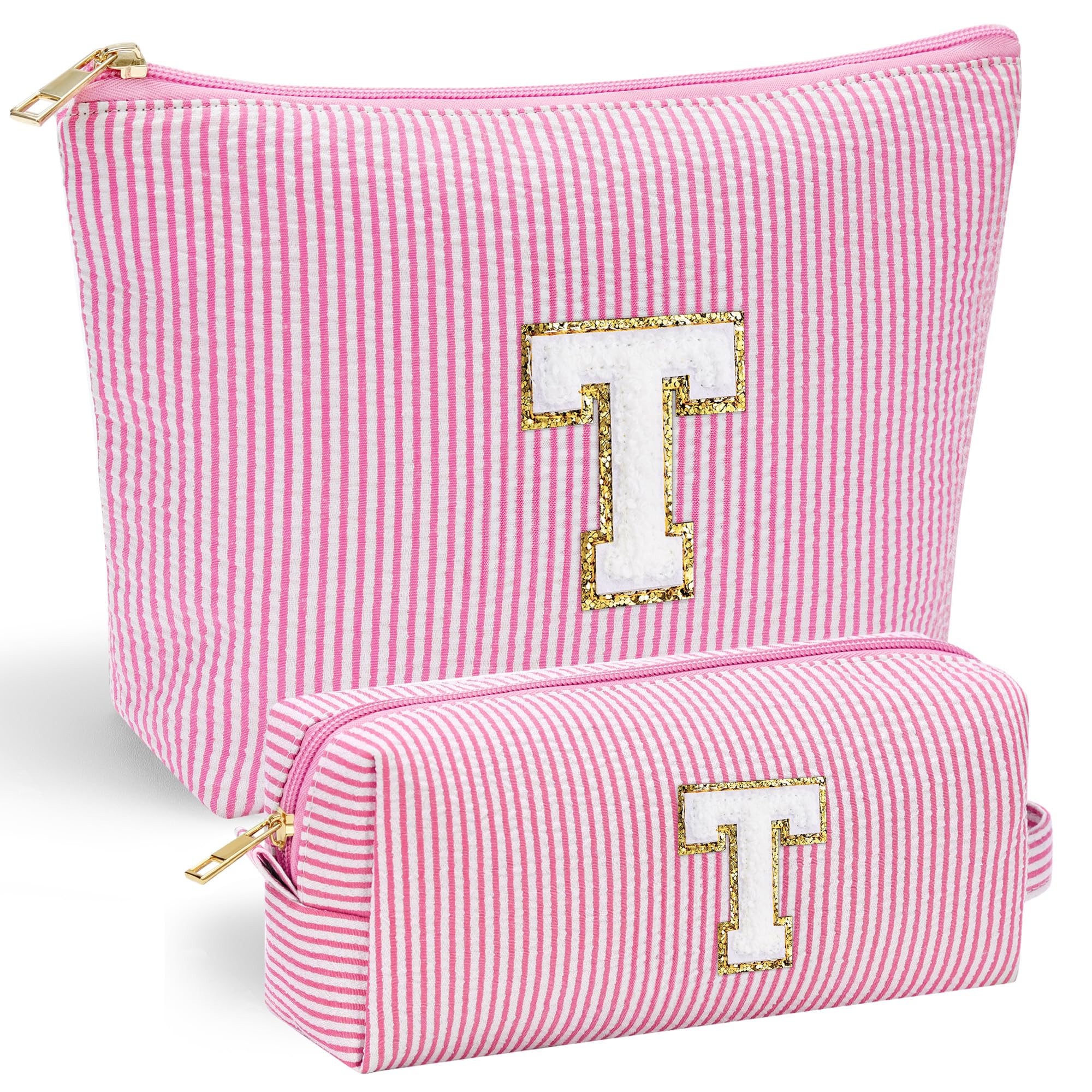 Personalized Initial Makeup Bag for Women | Cosmetic Travel Toiletry Bag | Preppy Stuff Teen Girl Gift Trendy Stuff