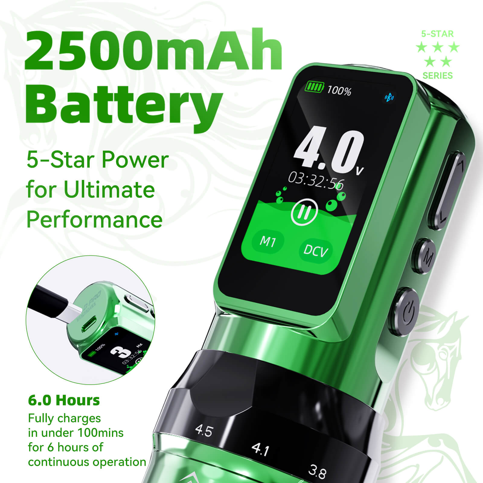 Tattoo Kit | Dragonhawk Fold Pro Year of Horse Edition Tattoo Machine Pen Wireless Professional Bundle