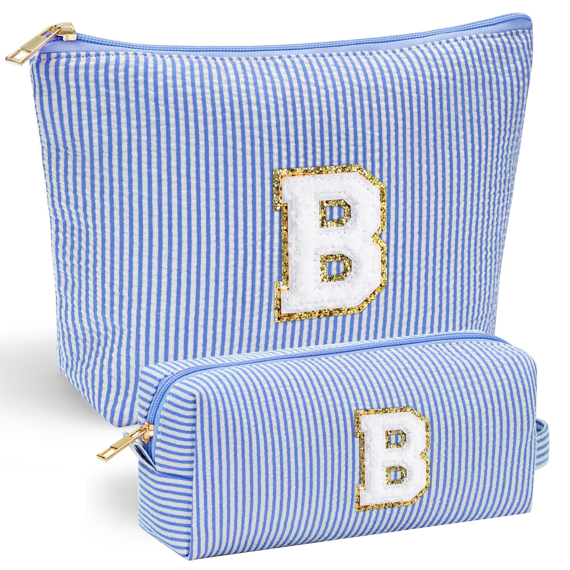 Personalized Initial Makeup Bag for Women | Cosmetic Travel Toiletry Bag | Preppy Stuff Teen Girl Gift Trendy Stuff