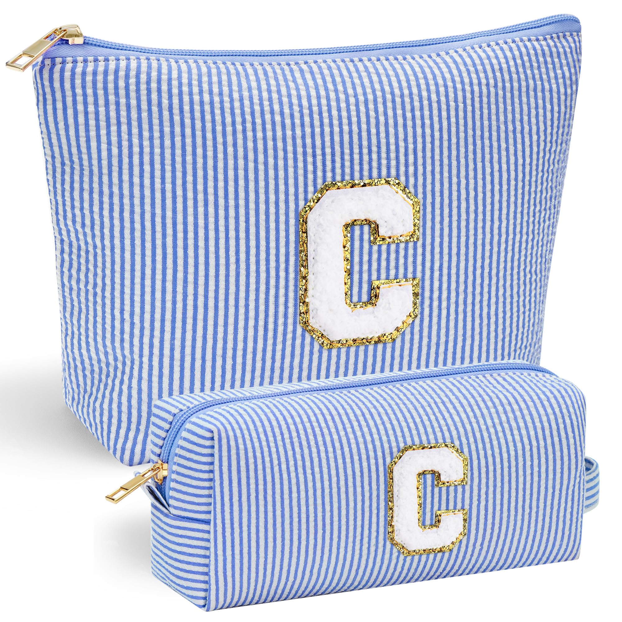 Personalized Initial Makeup Bag for Women | Cosmetic Travel Toiletry Bag | Preppy Stuff Teen Girl Gift Trendy Stuff