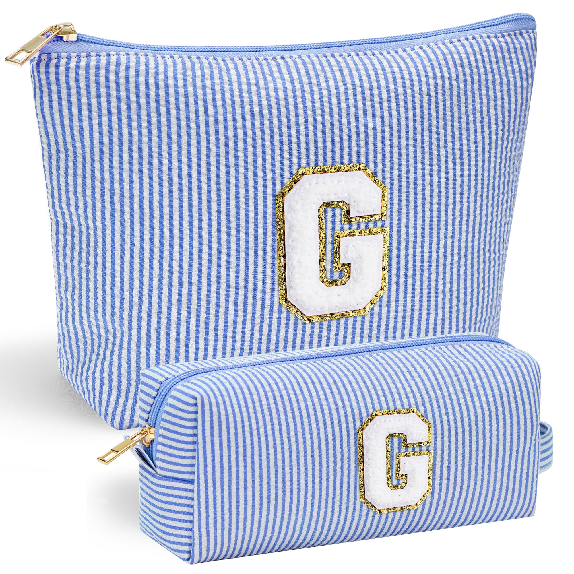 Personalized Initial Makeup Bag for Women | Cosmetic Travel Toiletry Bag | Preppy Stuff Teen Girl Gift Trendy Stuff