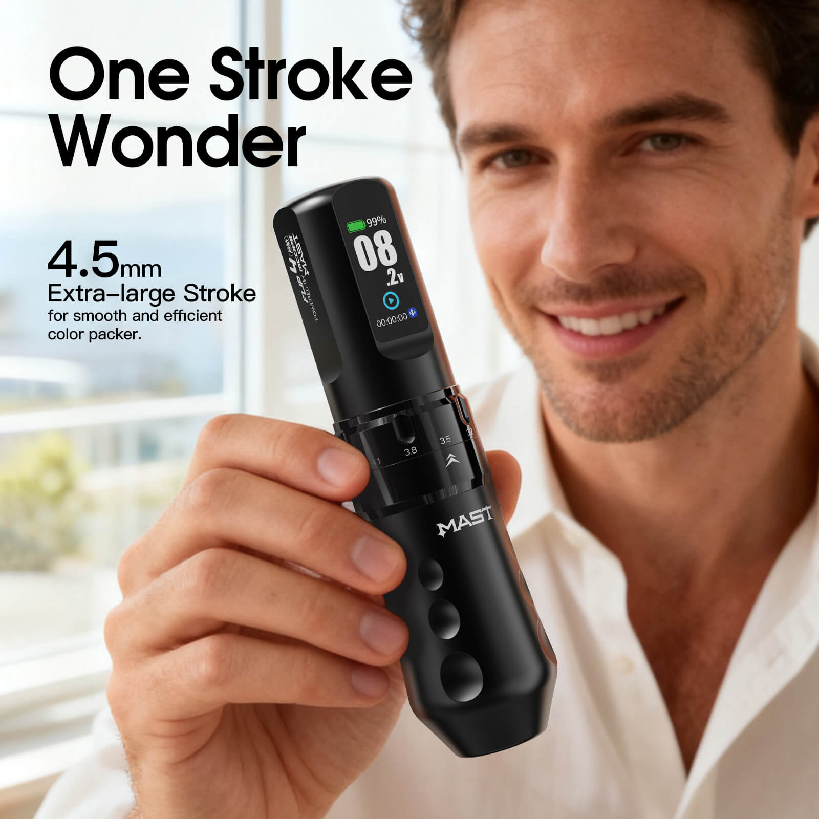 Dragonhawk Wireless Tattoo Pen Machine 2.5-4.5MM Strokes Length | Mast Flip 4 Pro ( With RCA Adapter)