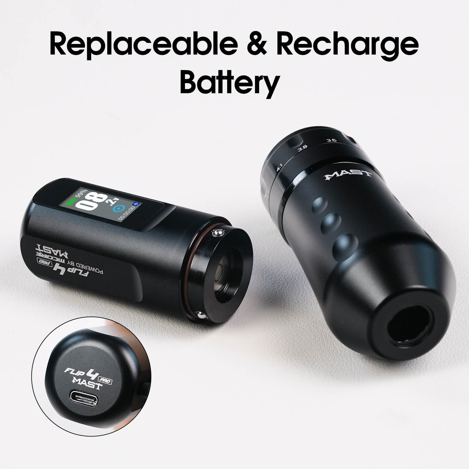 Dragonhawk Wireless Tattoo Pen Machine 2.5-4.5MM Strokes Length | Mast Flip 4 Pro ( With RCA Adapter)