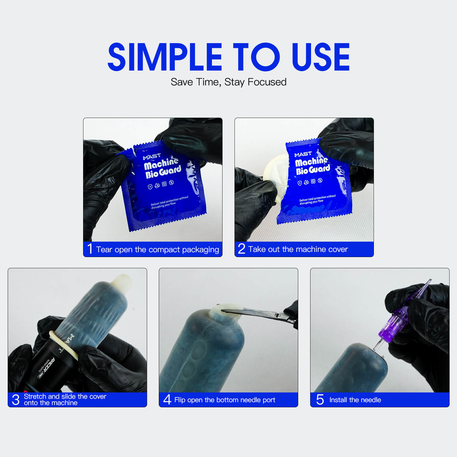 MAST Bio Guard Shield Pro | Medical-Grade Disposable Protective Covers for Tattoo Machines – Box of 50