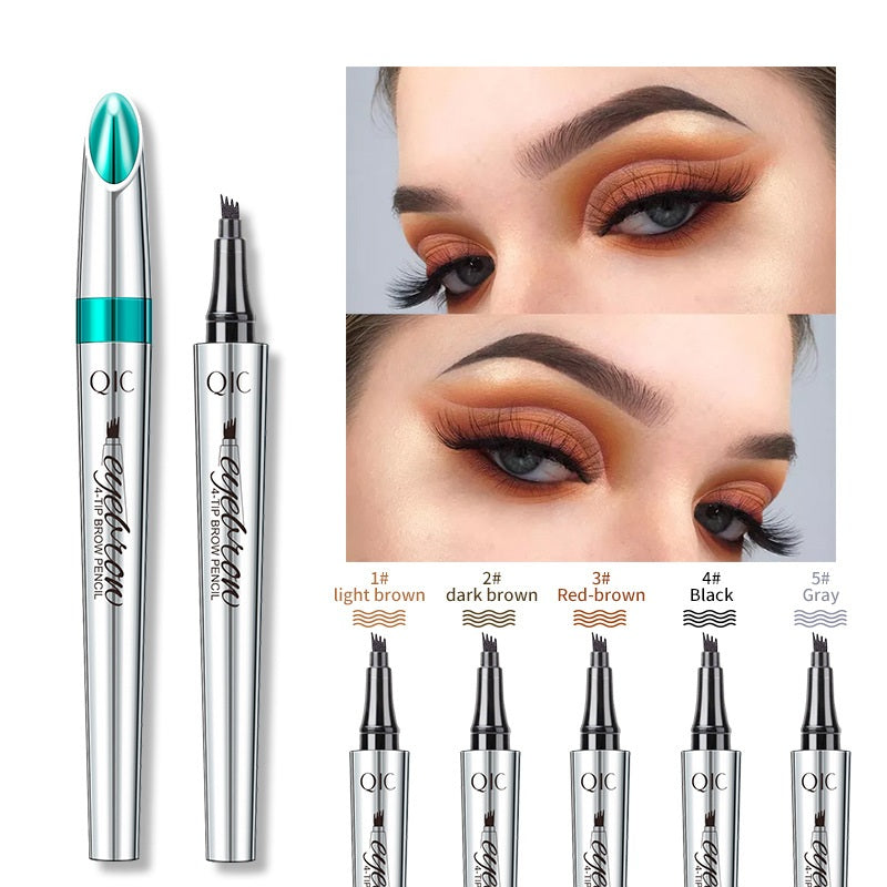 3D Waterproof Microblading Eyebrow Pen 4 Fork Tip Tattoo Pencil, Long-Lasting Brow Microfilling Eyebrow Pen, Easy to Use Microblade Eyebrow Pencil (2Pcs)