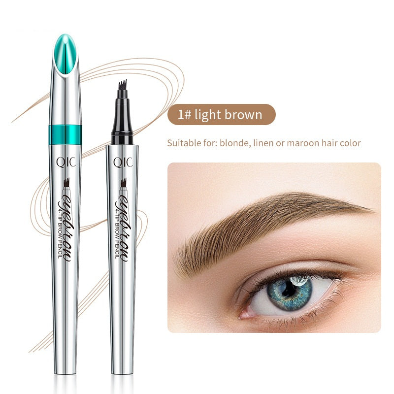 3D Waterproof Microblading Eyebrow Pen 4 Fork Tip Tattoo Pencil, Long-Lasting Brow Microfilling Eyebrow Pen, Easy to Use Microblade Eyebrow Pencil (2Pcs)