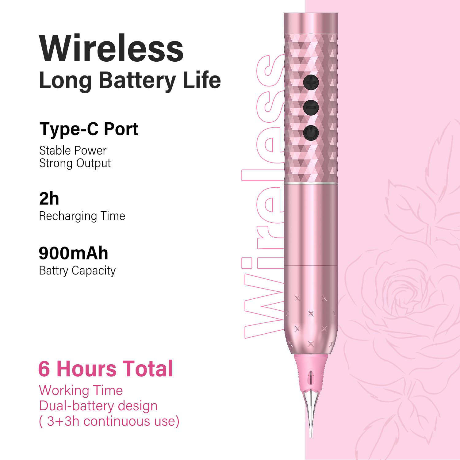 CHUSE PV6 Luxe Rose Air Pro Dual Batteries Wireless PMU Tattoo Machine