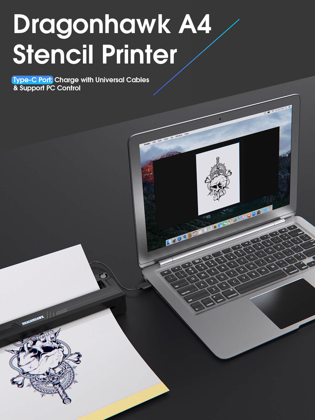 Dragonhawk A4 Wireless Tattoo Stencil Printer